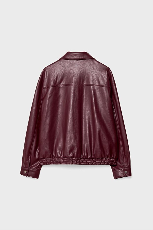 Oversize suni deri ceket - 6