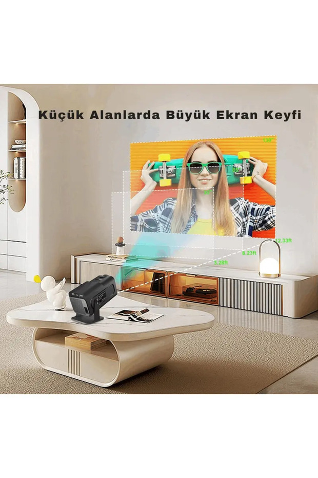 Android Wifi Taşınabilir Projektör – 4K Ultra Hd, Bluetooth 5.0, Hoparlör, Akıllı Mini Projeksiyon - 6