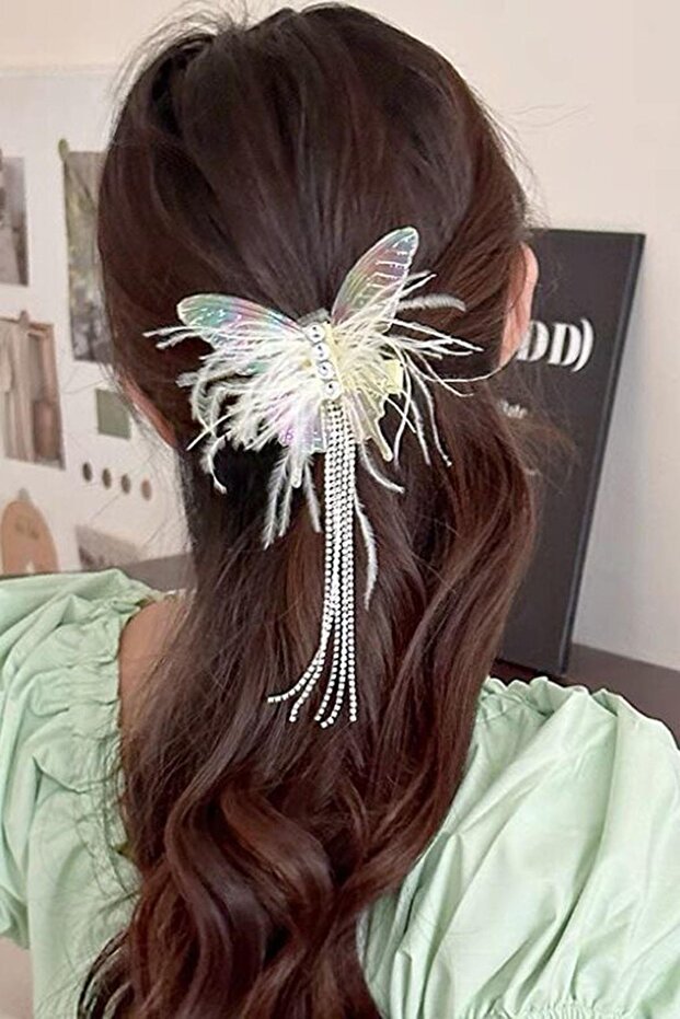 Transparent Color Butterfly Figured Stone Detailed Side Buckle
