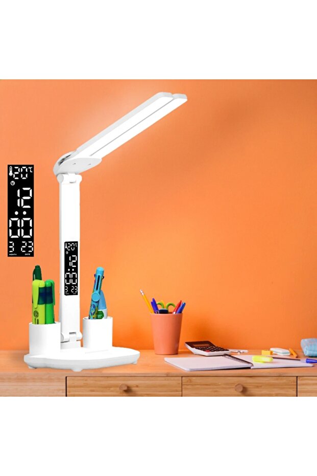 LED Desk Lamp with Display, Drawing Clock, Dual Temperature - 9