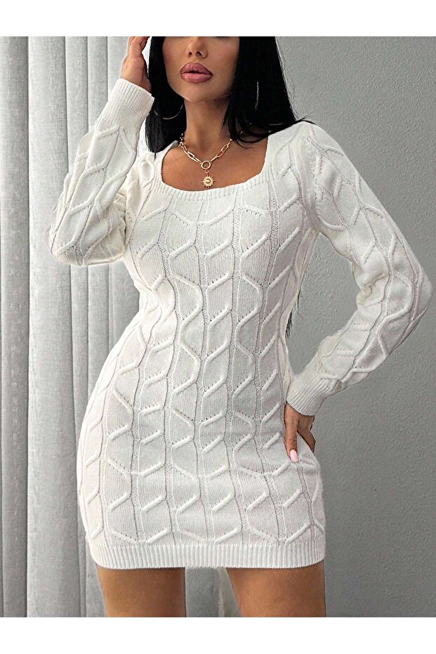 Women's Knitwear Zigzag Patterned Dress