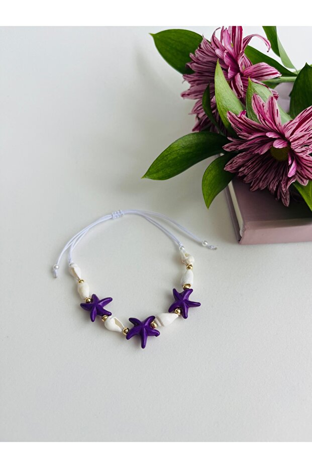 Starfish and Seashell Macrame Bracelet - 3