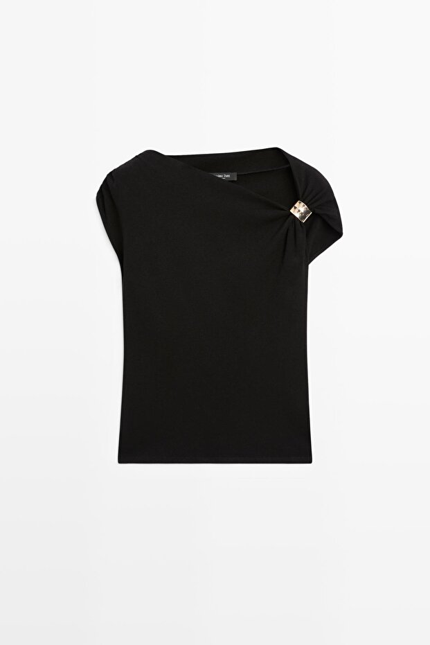 Omuz aplikeli kolsuz drapeli top - 5