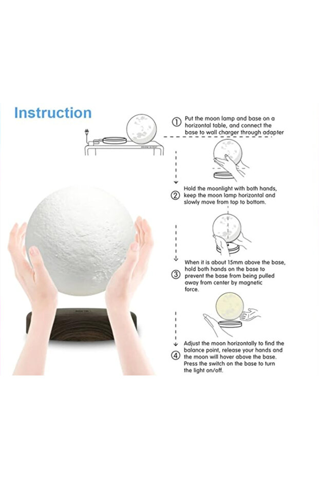 Floating moon dark brown base with lighting - 5