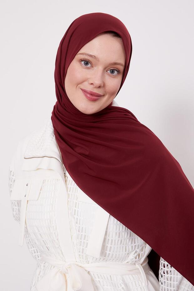 Bordo Düz Sandy Şal - 3