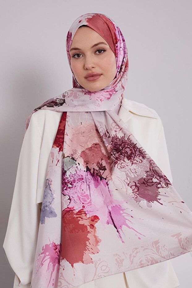 Pink Batik Pattern Twill Shawl - 1