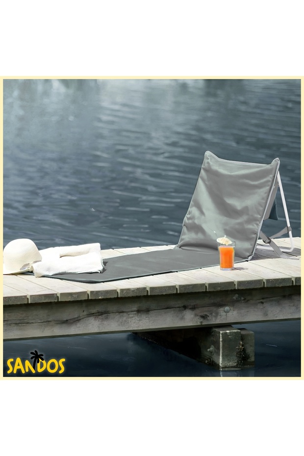 Beach Mat, Foldable Lounger with Backrest, Sunbathing, Lightweight 2-in-1 Bag - 6
