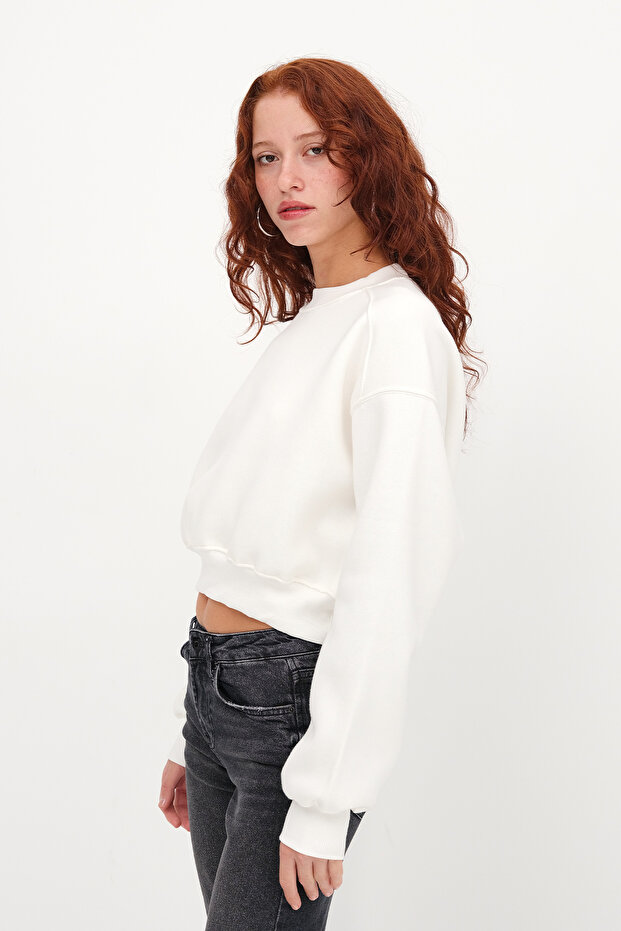 Şardonlu Bisiklet Yaka Basic Sweatshirt S3812-İ13 - 2