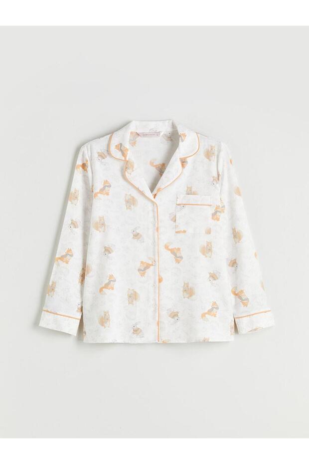 Gömlek Yaka Desenli Kadın Pijama Takımı (W5) - 6
