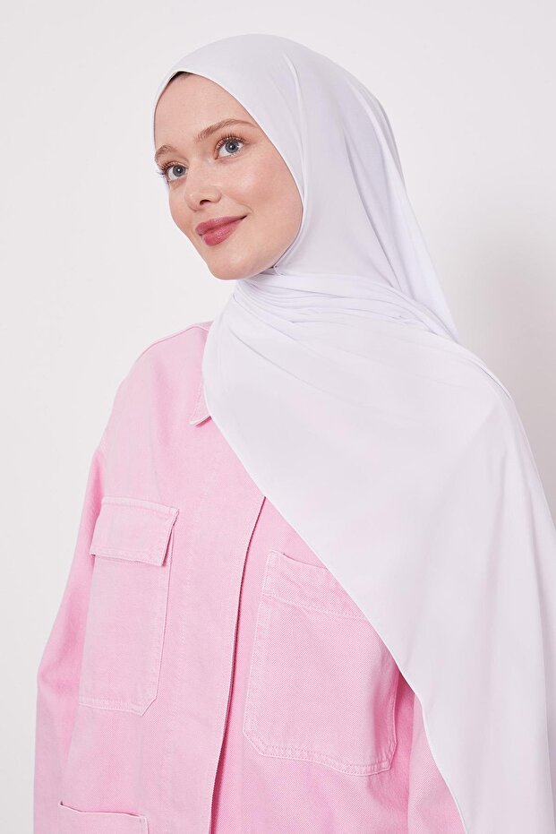 Beyaz Düz Sandy Şal - 1