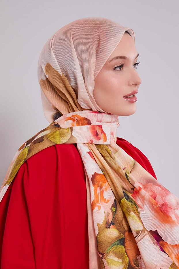 شال قطني بنمط السلمون المرقط - 1