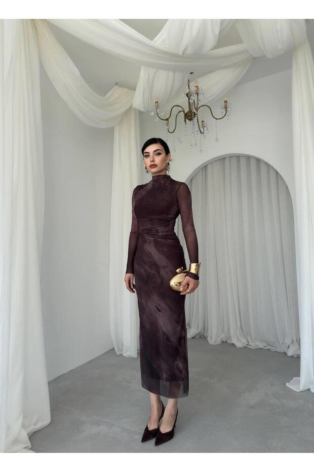 Lizz Tül Kol Midi Elbise - 4