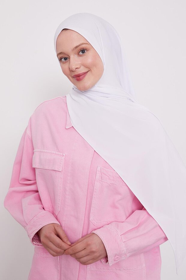 Beyaz Düz Sandy Şal - 2