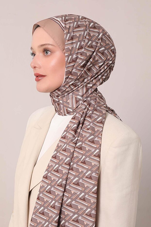 Kahve Zigzag Desen Club Şal - 1