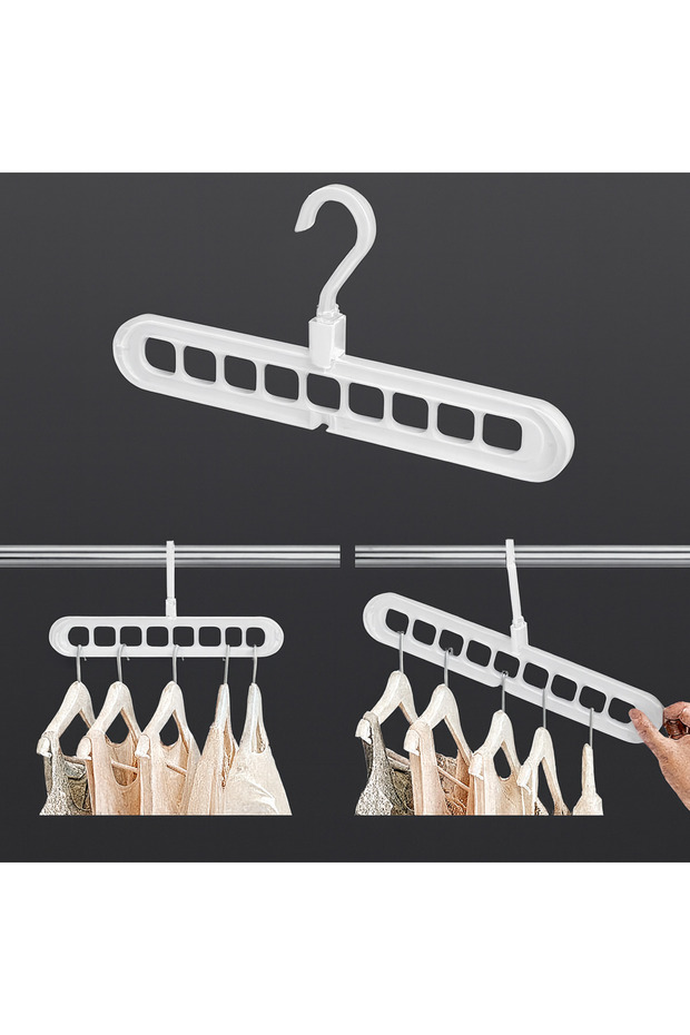 White 9-Eye Convertible Smart Hanger | Foldable, Multi-Functional Closet Organizer