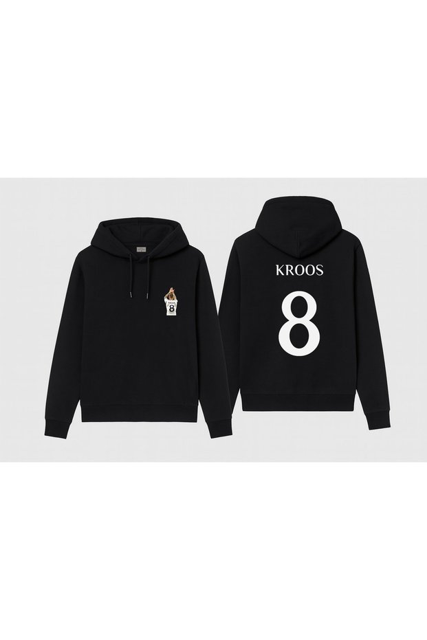 Footballer Toni Kroos Printed Boys' Black Hooded Sweatshirt Hoodie