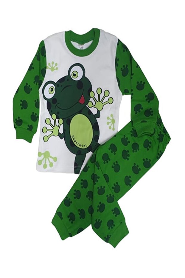 Playful Frog Patterned Seasonal Children's Pajama Set (1-5 Years)