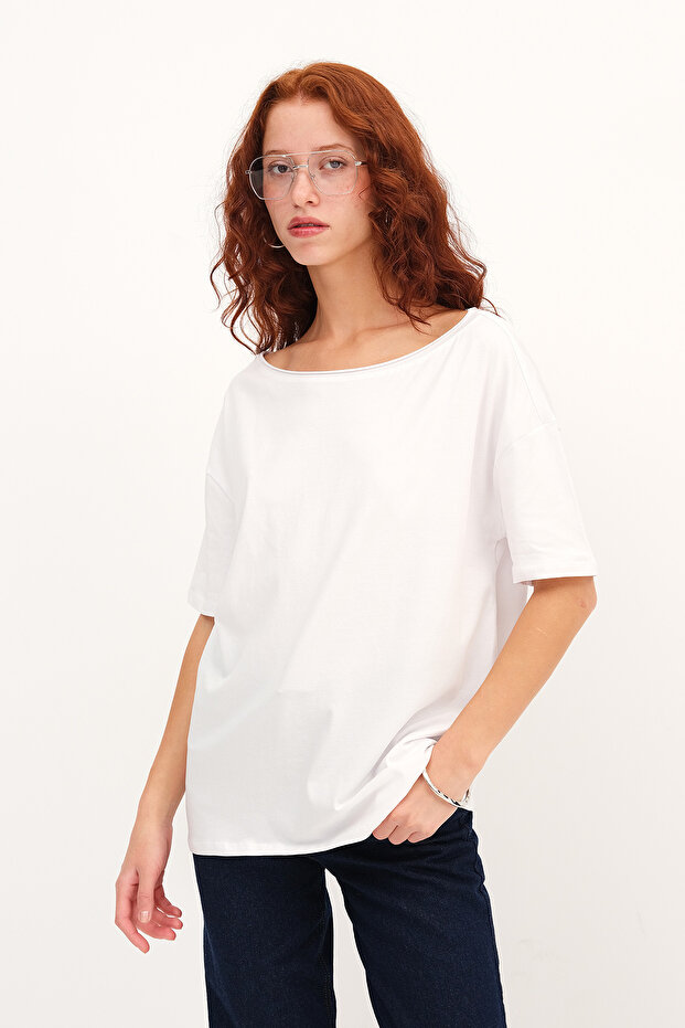Kayık Yaka Basic T-shirt P1822 - 5