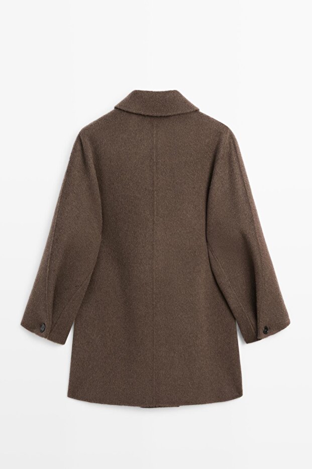 Kaşe kruvaze crop kaban - 8
