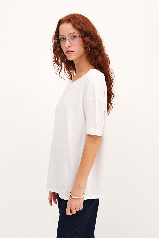 Kayık Yaka Basic T-shirt P1822 - 1