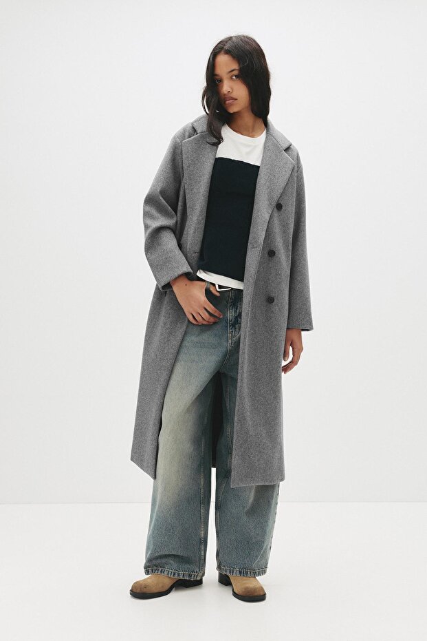 Kruvaze uzun kaşe kaban - 1