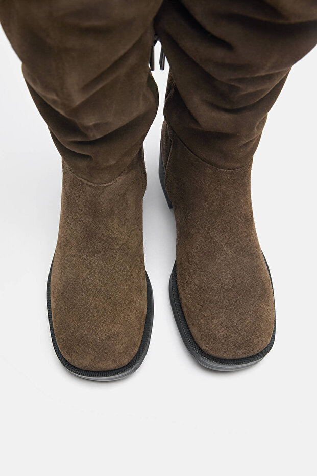 Düz yüksek deri çizme - 4