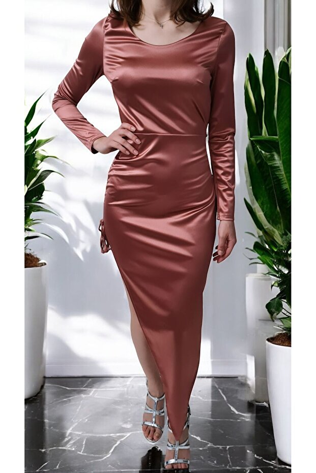 Rochie elegantă din satin elastic - 2