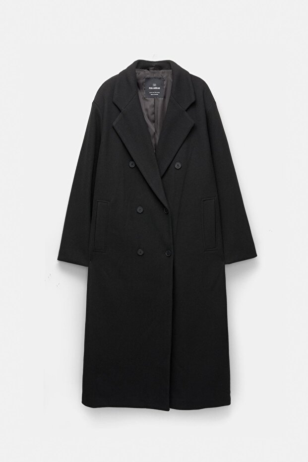 Kruvaze uzun kaşe kaban - 5