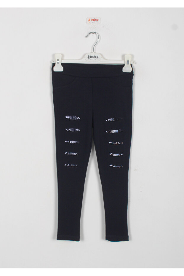 Girl's Sequin Embroidered Elastic Waist Leggings