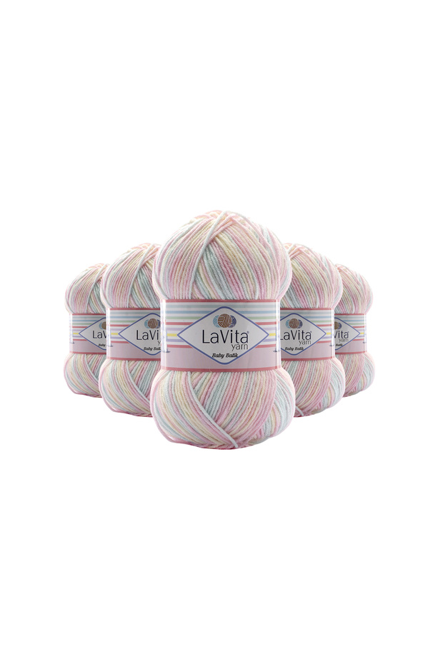 Baby Batik Multi-Colored Hand Knitting Yarn 100% Acrylic 500Gr 5 Pcs (By07 Pink Blue)
