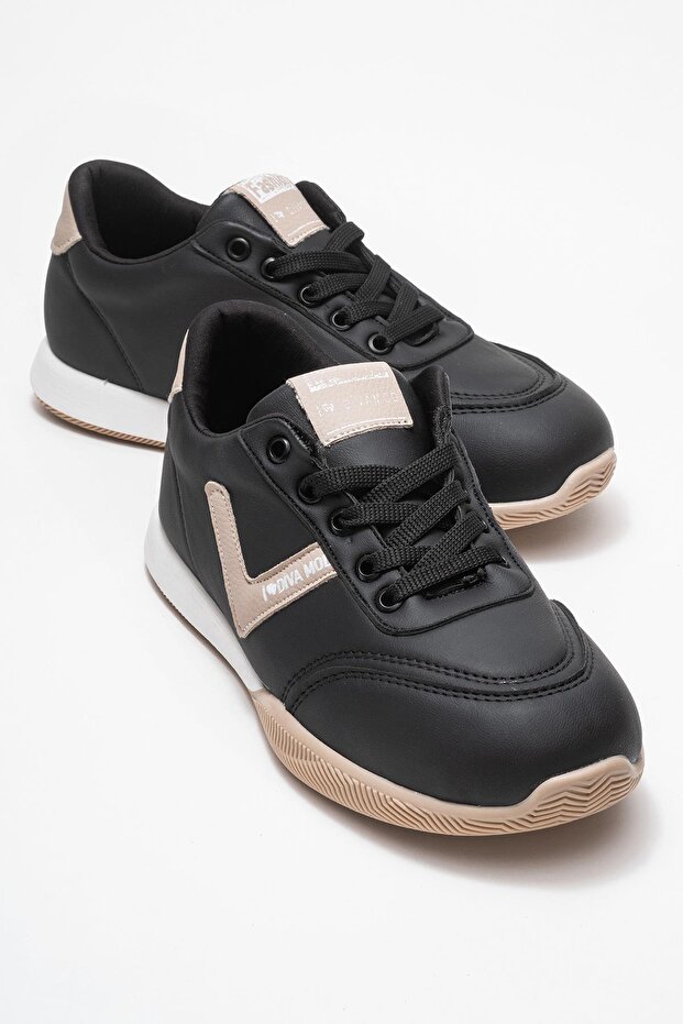 Lace-Up Women's Sneakers; Black Vison