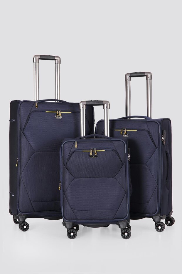 Ultra Hafif Körüklü Kumaş 3 Lü Valiz Seti - 1