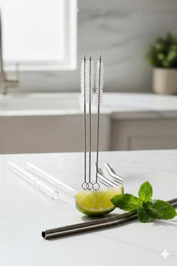 3-Piece Stainless Steel Straw Cleaning Brush Set