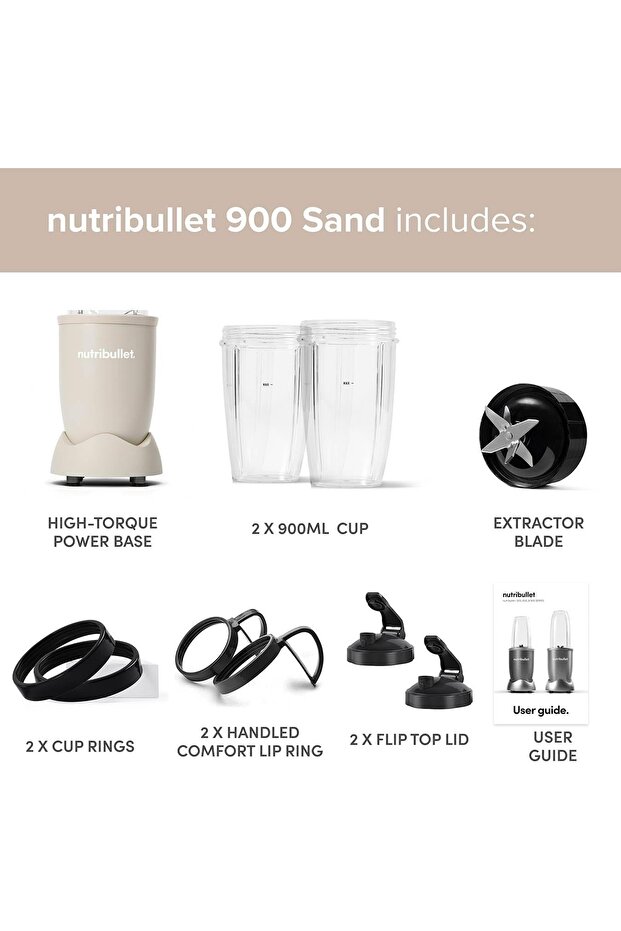 Blender 900 Series Matte Sand 25.000 RPM Güçlü Smoothie Blender Seti - 5