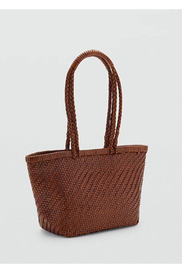 Knitted Patterned Leather Medium Size Bag