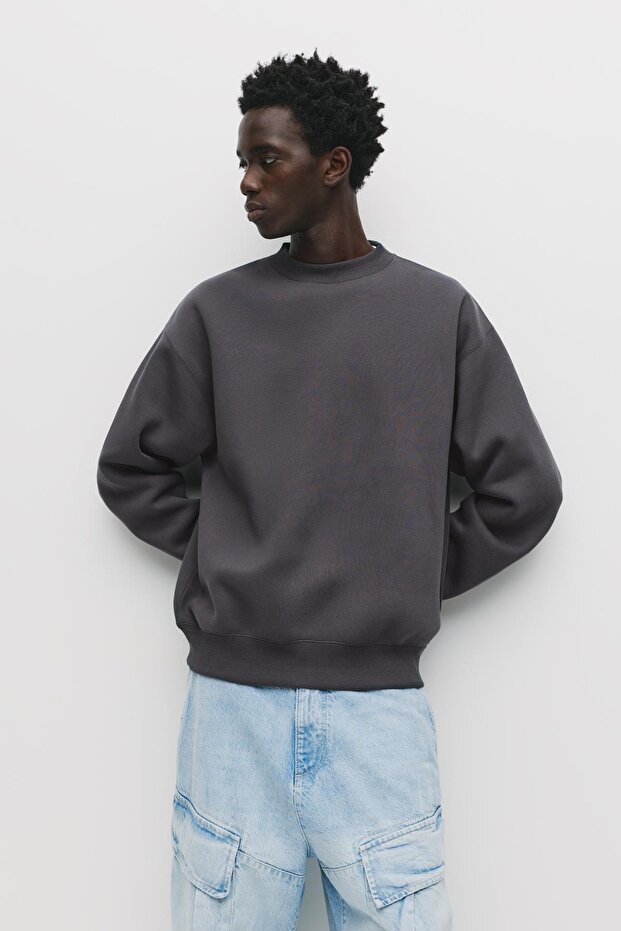 Basic bisiklet yaka sweatshirt - 1