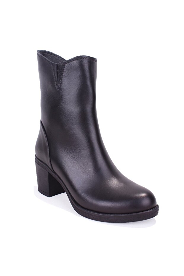 Dza07-1314700 Black Classic Heel Leather Women's Boots