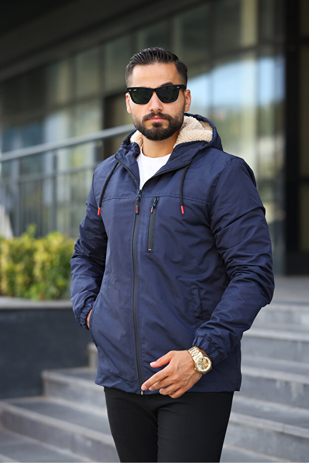 معطف رجالي مبطن بالفرو من الداخل - 2