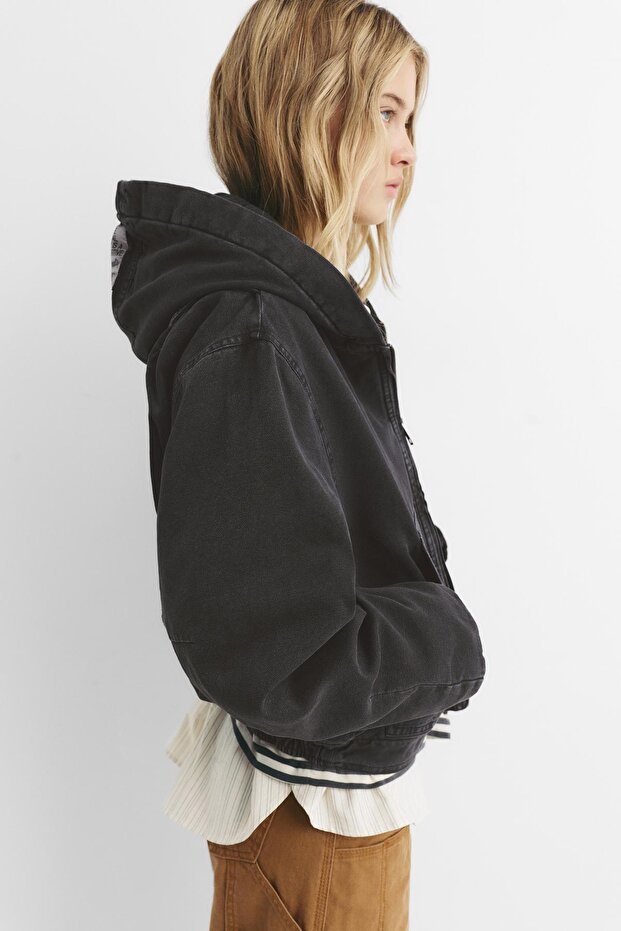 Kapüşonlu Fermuarlı Ceket - 5