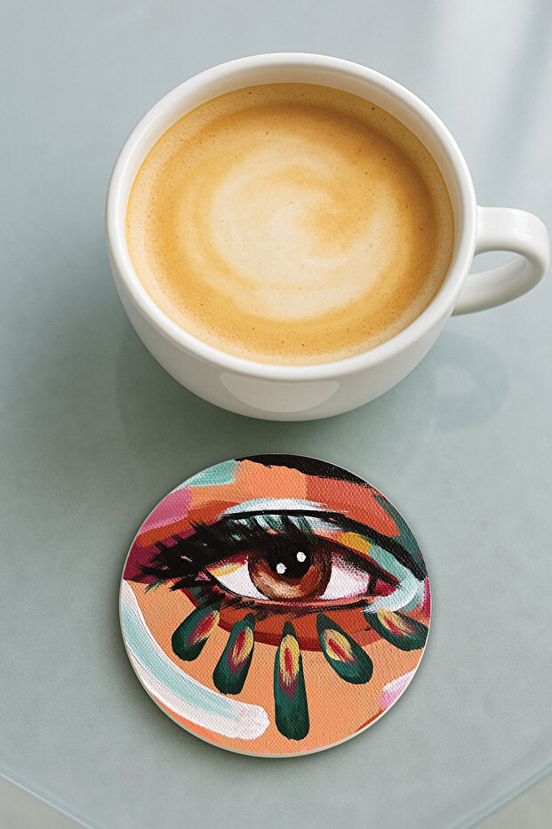 Round Plexiglass Coaster with Printed Pattern Single Artdeco - 1