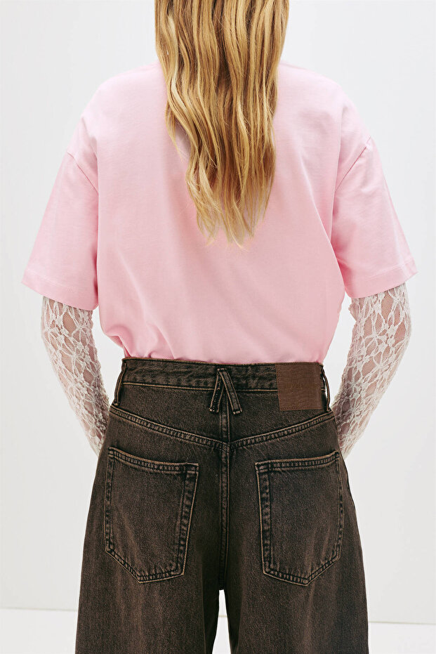 Yıkamalı bol paça balon jean - 4