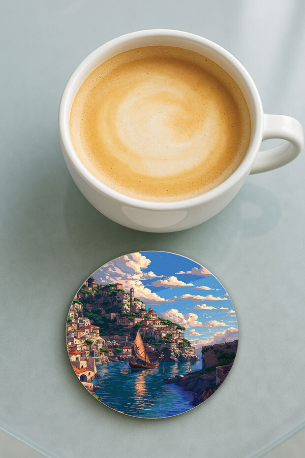 قاعدة كوب دائرية من البليكسي جلاس مع نمط مطبوع أحادي اللون - 1