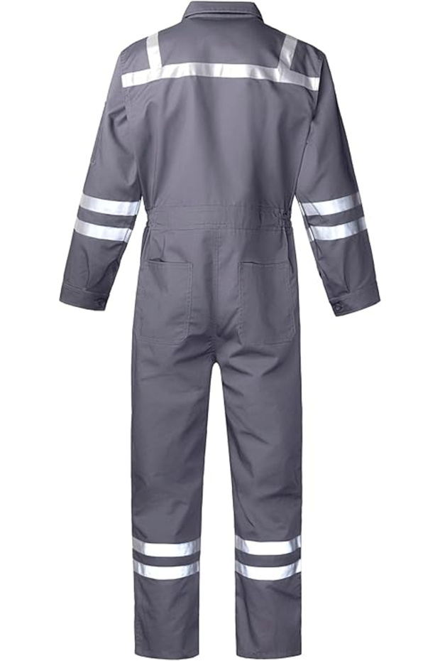 Full work overalls, elastic waist, pockets, reflective tape, M gray - 2