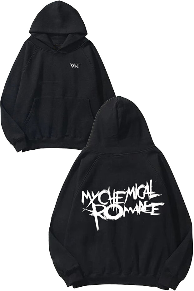 My Chemical Romance 7 Design Back Printed Black Hooded Sweatshirt