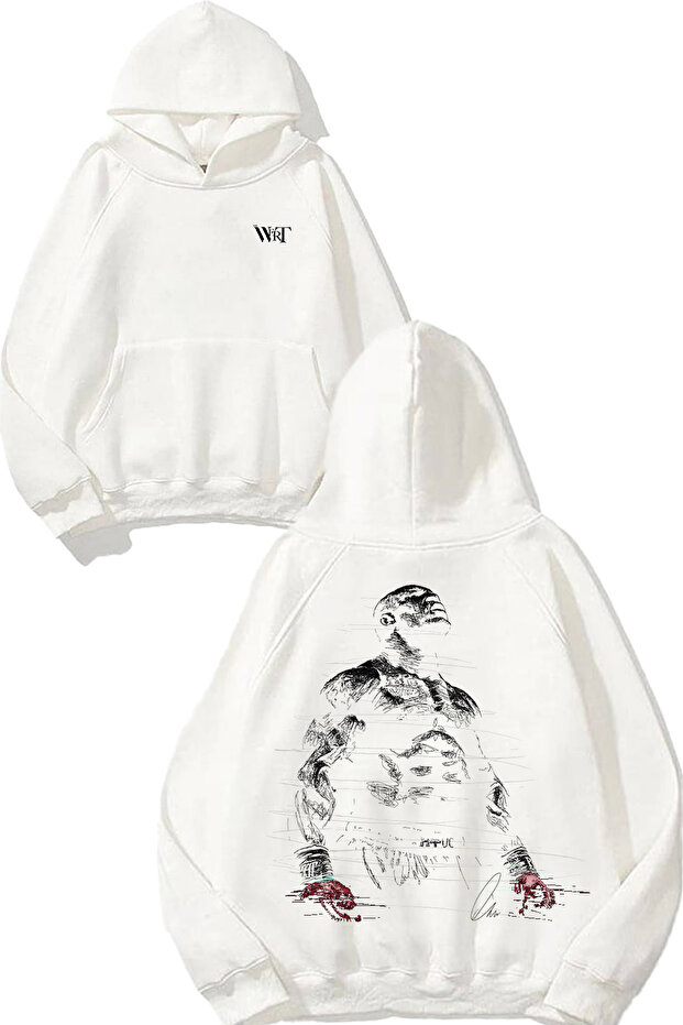 Mike Tyson 1 Design Back Printed White Hooded Sweatshirt