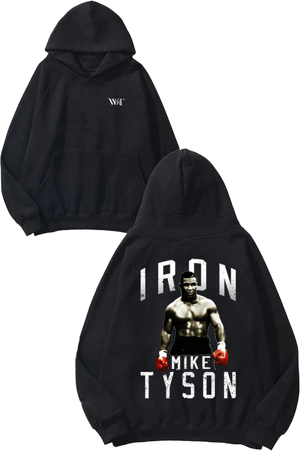 Mike Tyson 2 Design Back Printed Black Hooded Sweatshirt