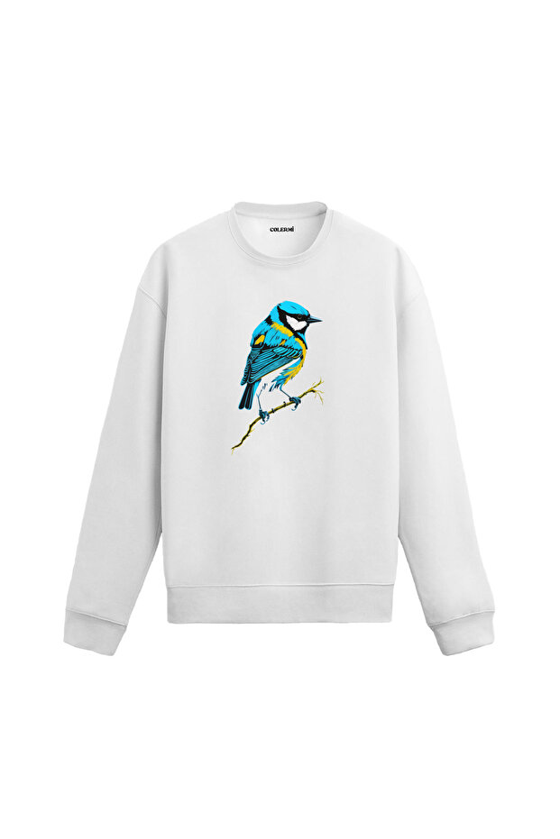 سويت شيرت مطبوع عليه طائر خطي - 1