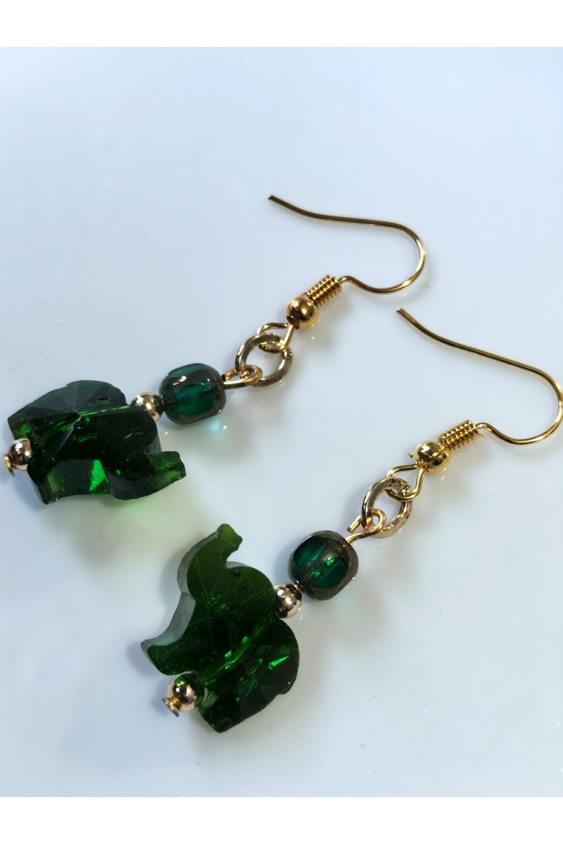 أقراط على شكل فيل من الزمرد - 3