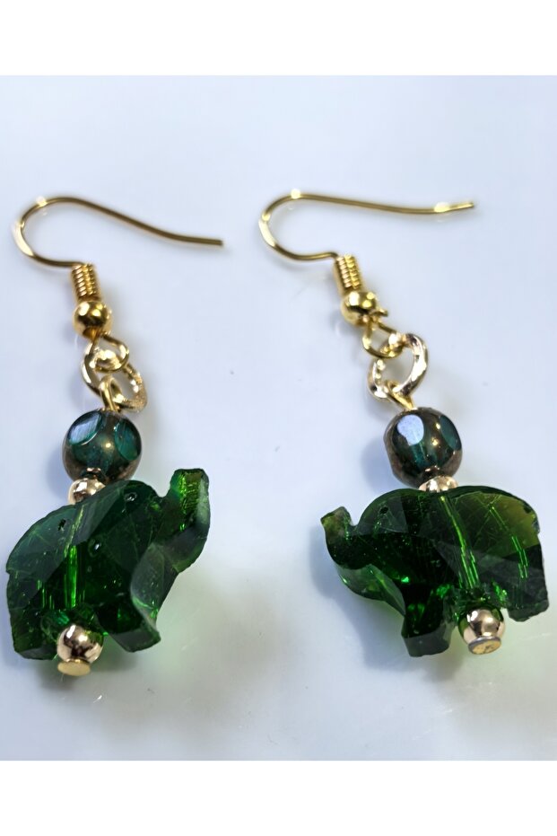 أقراط على شكل فيل من الزمرد - 5