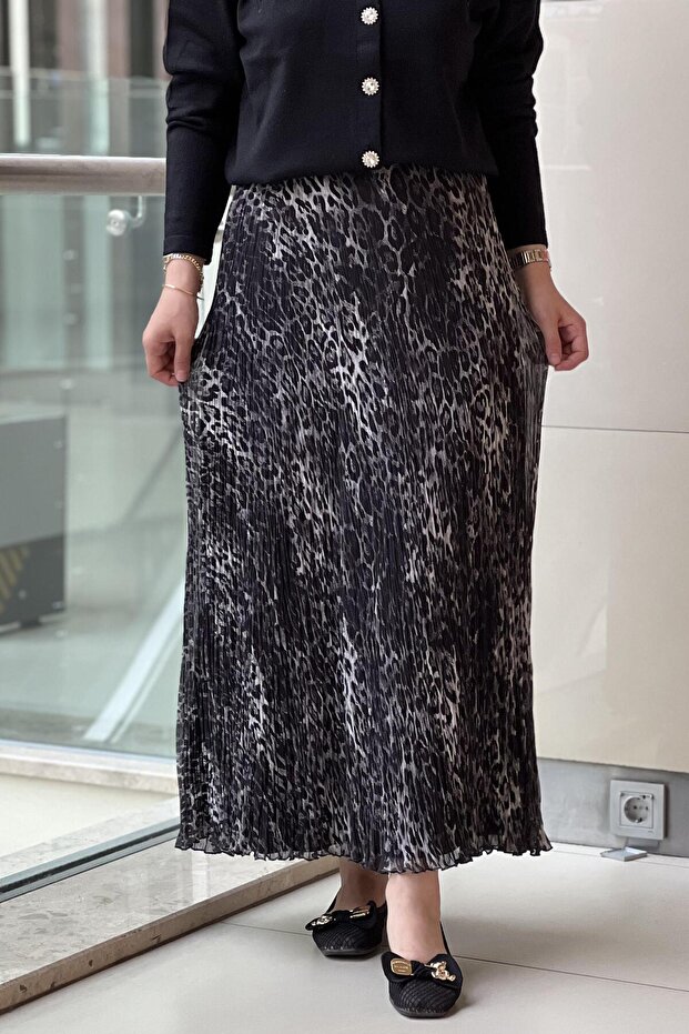 Sentez Şifon Kırıştırma Etek - 2